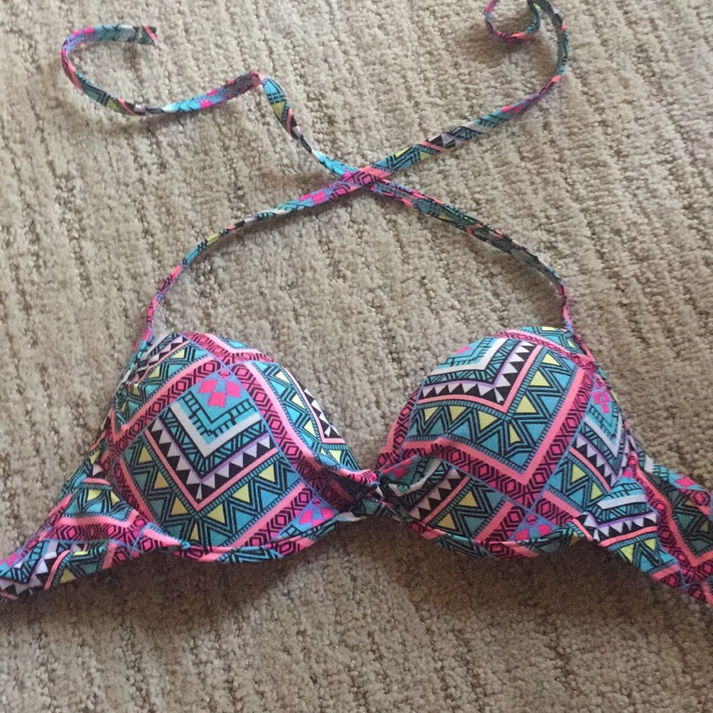 neon patterned bikini top